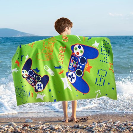Game Kids Strandhåndkle - 70 x 150cm Game Sand Free Håndklær for Gutter Bad Basseng Camping Reise Håndkle Qui