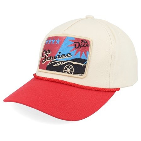 Iconic - Zwart unconstructed Cap - Car Service Sign Golfer Rope Stone/Red A-frame Adjustable @ Hatstore