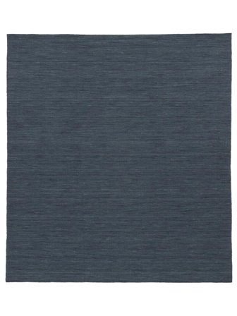 Tapis De Laine Uni Kelim Loom Marine Carré Grand