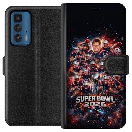 Yhteensopiva Lompakkokotelo Motorola Edge 20 Pro Super Bowl 2026 juliste, jossa New England Patriots ja NFL-mestaruuspalkinto räjähtävän urheilullises