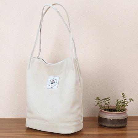 Kvinder Dame Håndtaske Bucket Bag Hvid lærredstaske Skulder Fashion Beige