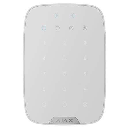 AJAX Betjeningspanel, Superior Keypad Plus touch panel med DESFire kortlæser & kode/overfaldskode, trådløs 2-vejs 868 MHz. Mat hvid