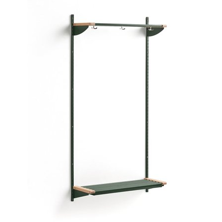 Cloakroom unit JEPPE with hat shelf, basic unit, 1790x900x310 mm, green/birch