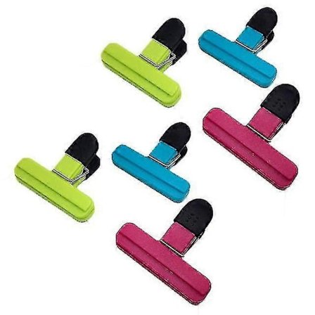 6 stk Gjenbrukbare Forseglingsklemmer for Plastposer i Assorterte Farger for Kjøkkensnacks og Matvarer