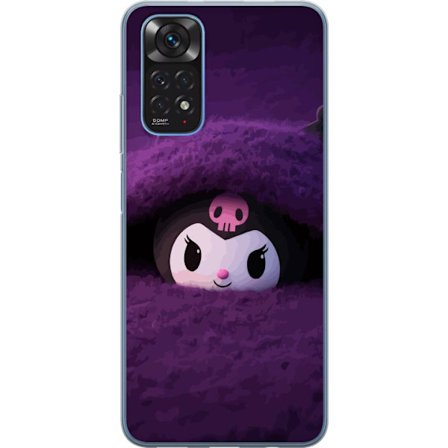 Yhteensopiva Puhelinkuori Xiaomi Redmi Note 11 Kuromi lilassa pörröisessä ympäristössä, jossa on salaperäinen kawaii-suunnittelu.