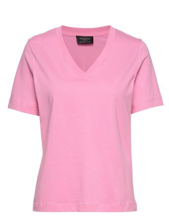 Slfstandard Ss V-Neck Tee S T-shirts & Tops Short-sleeved Rosa Selected Femme