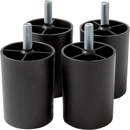 Sett med 4 plastføtter for sofaer og møbler - Høyde 80 mm - Svarte Platinumføtter - Svart farge - Høyde 8 cm