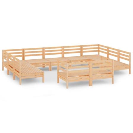 Vidaxl Loungegrupp För Trädgården 11 Delar Massiv Furu Brun