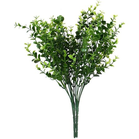 2 x Kunstige planter, plastgrønt busker UV-bestandig falsk