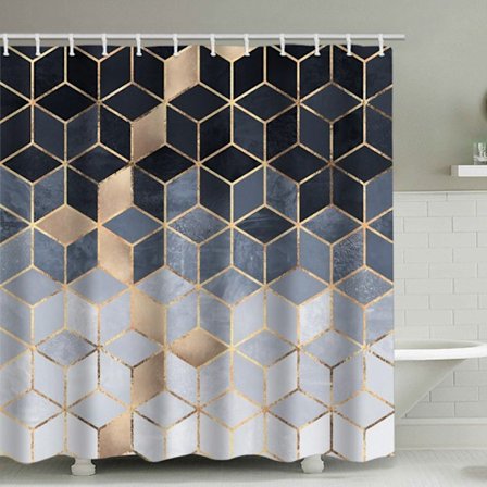 1 st blå gradient duschdraperi set modern geometrisk duschdraperi set G