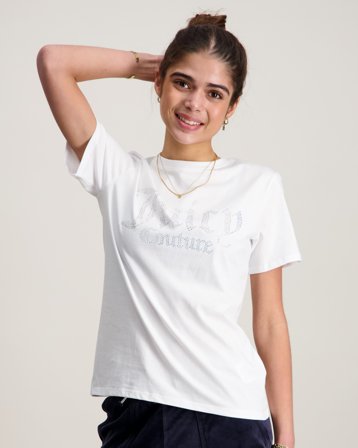 Juicy Couture Diamante Fitted Tee Weiß T-Shirts Mädchen - Kids Brand Store