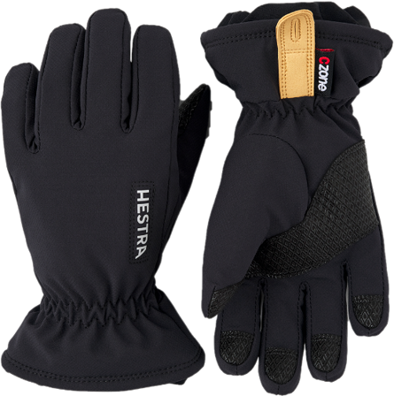 Hestra CZone Pluto Jr 5 finger lasten hanskat, musta