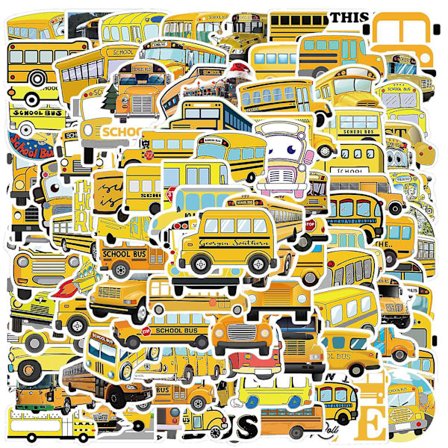 200 stk skolebuss klistremerker søte tegneserie estetiske klistremerker tilbake til skolen klistremerker vanntette vinyl transport klistremerker for 