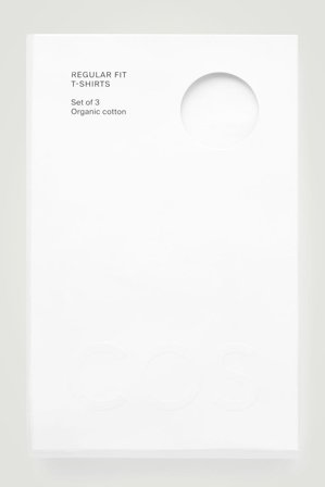 COS Men's Confezione Da 3 T-Shirt In Cotone Taglio Regolare in Bianco