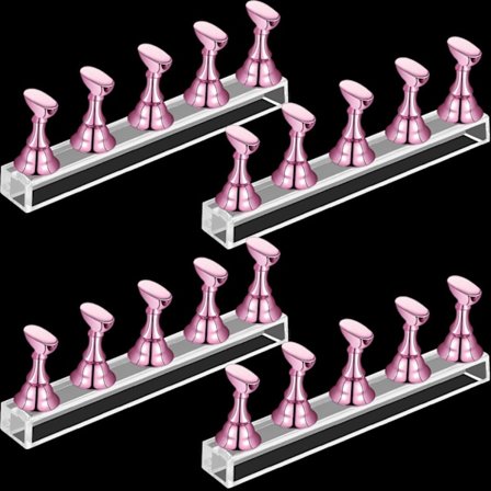 4 sæt akryl negle display stand negleholder magnetisk negleøvelse stand fingernegl DIY negle design stand til falske negle manicure værktøj (Pink)