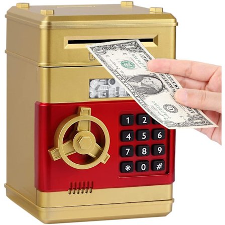 Piggy Bank, Birthday Toys Gifts For 4 5 6 7 8 9 10 Year Old Boys Girls, Electronic Real Money Coin Atm Machine, Plastic Large Saving Bank Safe Lock Bo