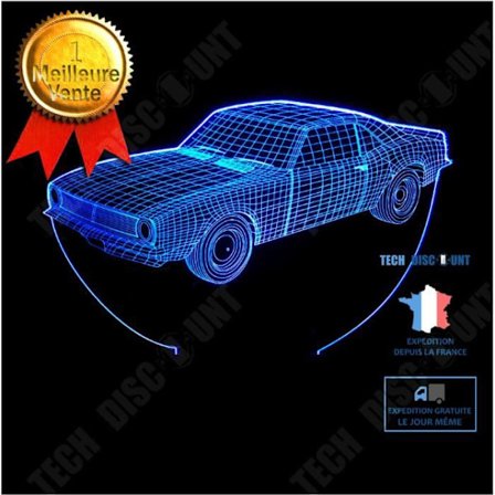 TD Kosketusnestesyöttöinen 3D-värillinen pöytälamppu pikkuautoille