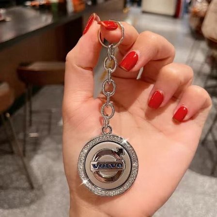 Metallnyckelring med bilmärkeslogga, nyckelkedja, nyckelring för män och kvinnor, allmän nyckelring, med anti-förlust O-ring (Volvo)