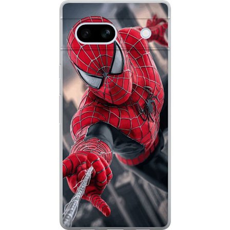 Kompatibelt Mobilskal till Google Google Pixel 7a Dynamisk Spider-Man-illustration i actionperspektiv, superhjältetema med rörelseekonomi och känsl
