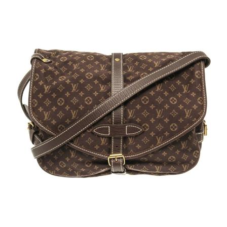 Louis Vuitton Vintage, Pre-owned Louis Vuitton Brown Monogram Mini Lin Saumur 30 Ba Bruin, Dames, Maat:ONE Size