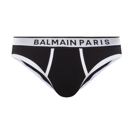 Balmain, Briefs 2-pack Zwart, Heren, Maat:S,elastaan,gestreept