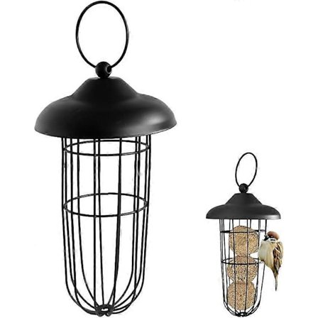 Svart gitterfuglemater, Meisebolleholder med tak, Hengende maisbolleholder, Fuglemater, Beste måten å mate fugler på