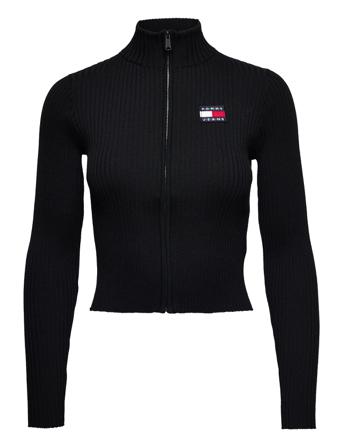 Tjw Badge Zip Trhu Sweater Strikket Trøje Cardigan Sort Tommy Jeans