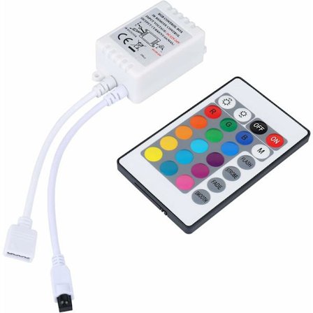 24-Tasters IR Fjernbetjening og Hvid IR Controller til RGB LED Strip 3528 SMD Båndlys