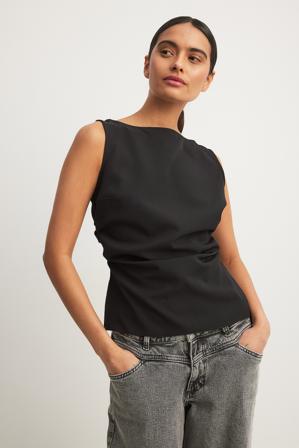 NA-KD Ruched Waist Sleeveless top - Hauts froncés - Noir - EU 32