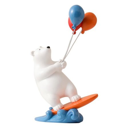 Harpiks Surfing Bjørn Figurer Ballong Isbjørn Statue - A