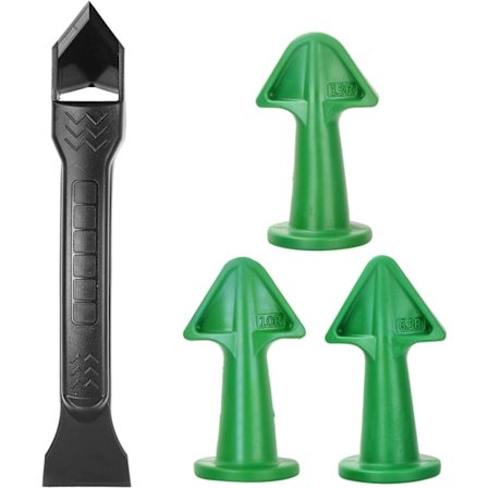 4 stk. Genanvendelig silikone fugemasse dyse og skraber sæt glattere finish fugemasse til køkken badeværelse gulv hjørne (grøn 3 forskellige radius)