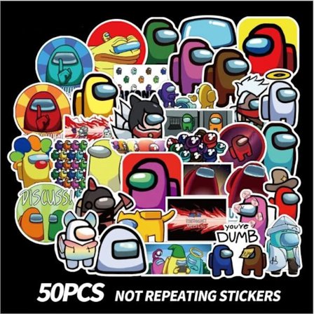 50 kpl Among Us vedenpitäviä tarroja DIY matkapuhelimen tarra vedenpitävä 6 tyyliä