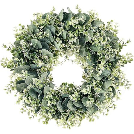 Grønne kranser til inngangsdøren Kunstig eukalyptuskrans 16 tommer Vår sommer dørkrans