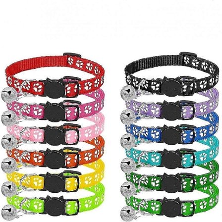 Katt Halsband, 12st Anti-Stryp Katt Halsband Kattunge Halsband Med Reflexband Och Bjällra, Justerbart Område 19-3 SQB