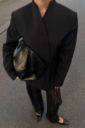 NA-KD Pantalon fluide en dentelle - Pantalon droit - Noir - XS (EU 32)