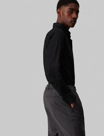 Calvin Klein Poplin Stretch Slim Shirt - Black - XS