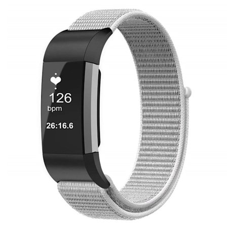 Fitbit Charge 3 klockarmband med kardborrestängning i nylon - Silver