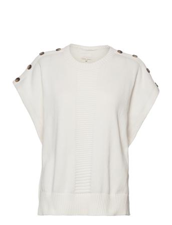 Nudarlene Button Pullover Striktrøje Hvid Nümph