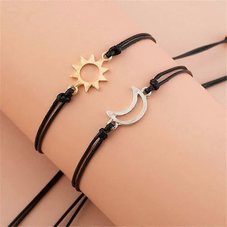 Vennskapsarmbånd Sol og Måne Armbånd Justerbare Avstandsarmbånd Pararmbånd