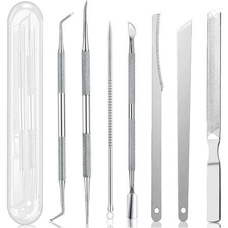 8 stk. Inngrodd Tånegl Verktøysett i Rustfritt Stål - Tåneglfil & Neglebåndpleiesett