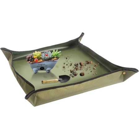 Plantetransplantasjonsmatte, vanntett plantematte, bærbar pottefelle plantetransplantasjonsmatte Hærgrønn gulvmatte 75cmX75cm