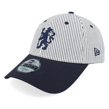 New Era - Blå adjustable Keps - Chelsea Pinstripe 9FORTY Ivory/Navy Adjustable @ Hatstore