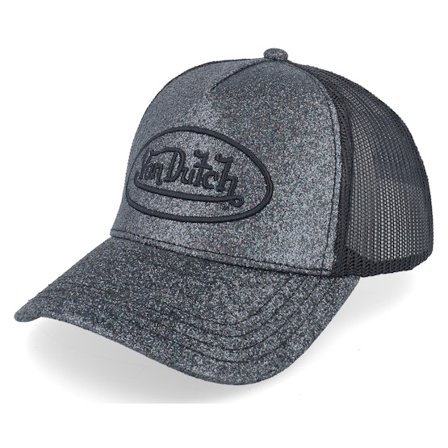 Von Dutch - Black - Cap - Oval Patch Black/Glitter A-Frame Trucker - Hatstore