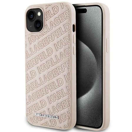 Karl Lagerfeld Quiltat K-mönstrat fodral för iPhone 15 Plus / 14 Plus - rosa