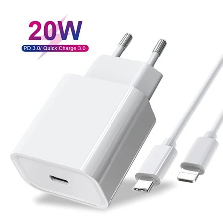 iPhone-laddare - Snabbladdare - Adapter + Datakabel 20W USB-C Vit 4 st