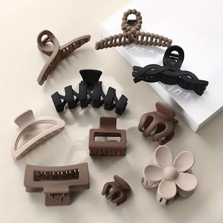 10 stk. Matte Ensfarvede Hår Grab Clips Blomsterformede Hårklemmer Hårklemme Hul ud Hårklemme Trendy Hårtilbehør-FF-