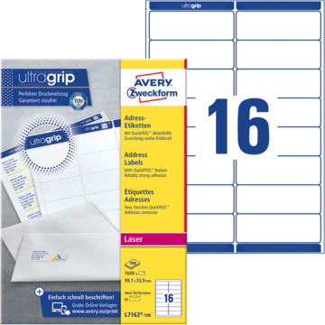 Adresseetikett Hvit 99,1x33,9