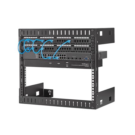 StarTech 8U 19" Wall Mount Network Rack - 12" Deep 2 Post Open Frame Server Room Rack for Data/AV/IT/Computer Equipment/Patch Panel with Cage Nuts &