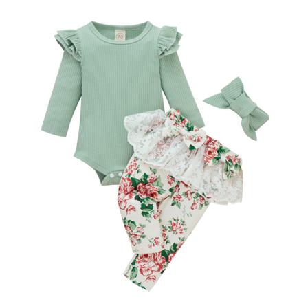 Spädbarn Flickor Volang T-shirt Romper Toppar Leggings Byxa Outfits S