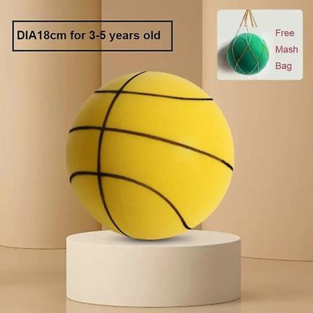 24 cm størrelse 7 stille basketball som spretter høyt, lydløs ball, basketball, sportsspill, bursdagsgave til barn, julegave Db line yellow 18cm
